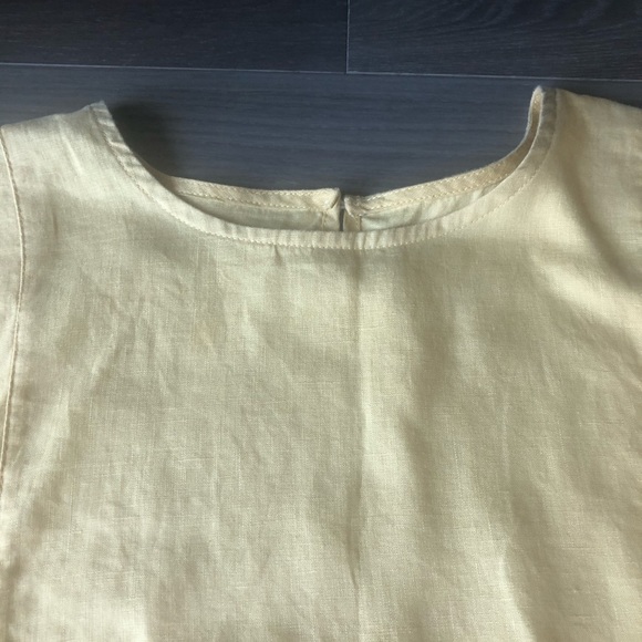 New NWOT Yellow mustard color linen blouse size medium unique cute elegant - Picture 5 of 9
